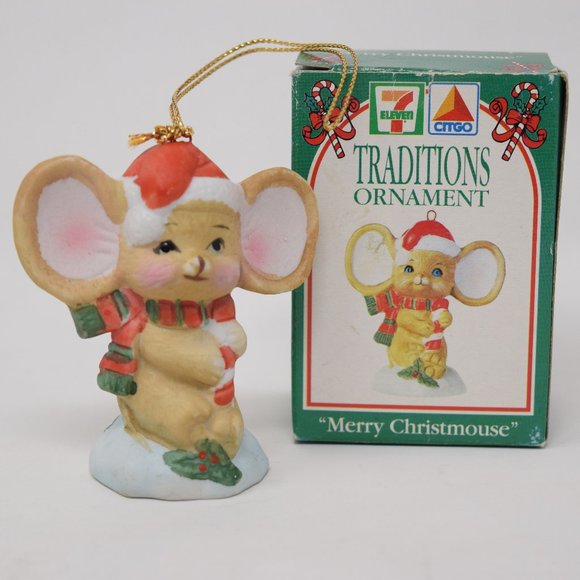 1993 Merry Christmouse 7 Eleven Citgo Traditions Ornament Anthropomorphic Mouse - Picture 1 of 11
